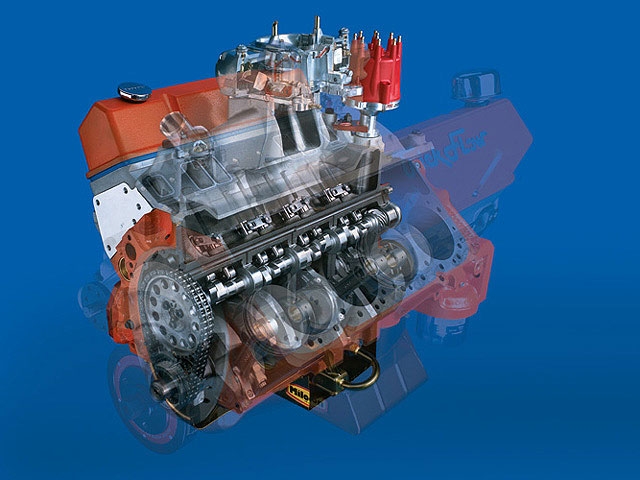 Schnittbild eines Chevymotors